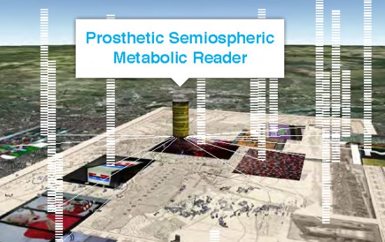 "Models of Berlin Prototype Semiospheric Metabolic Reader displaying continuous feed sample data", Ad Hoc Atlas Berlin, 2013.
